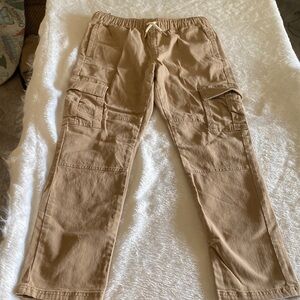 Kids' Tan Cargo Jogger Pants with Drawstring Waist 10/12
